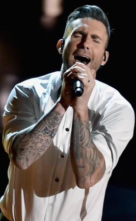 Adam Levine, looking tortured at the Oscars. (I know the feeling.)
