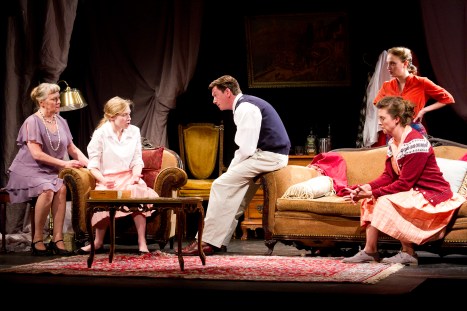Cheryl Williams, Maggie Johnson, Keith Conallen, Jenna Horton, and Emilie Krause in The Children's Hour. (Photo by Dave Sarrafian)