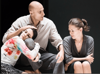 Phoebe Fox, Mark Strong, and Nicola Walker in A View from the Bridge. (Photo by Jan Versweyveld)