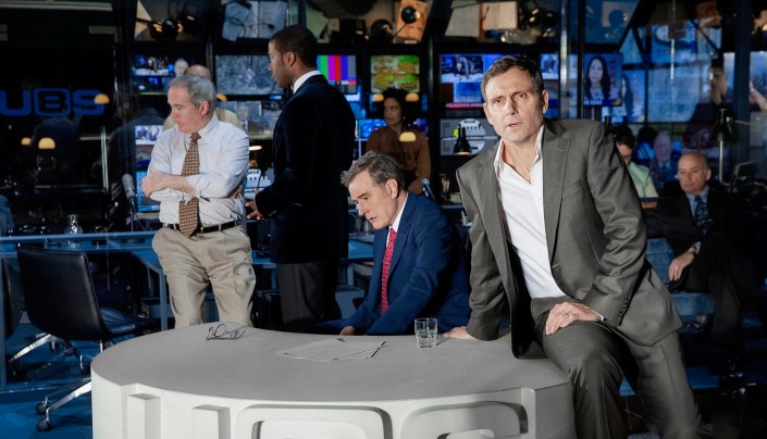 Bryan Cranston, Tony Goldwyn, and the cast of Network. (Photo by Jan Versweyveld)